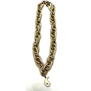 Gold Chunky‎ Chain Necklace Teardrop Pendant Lobster Closure